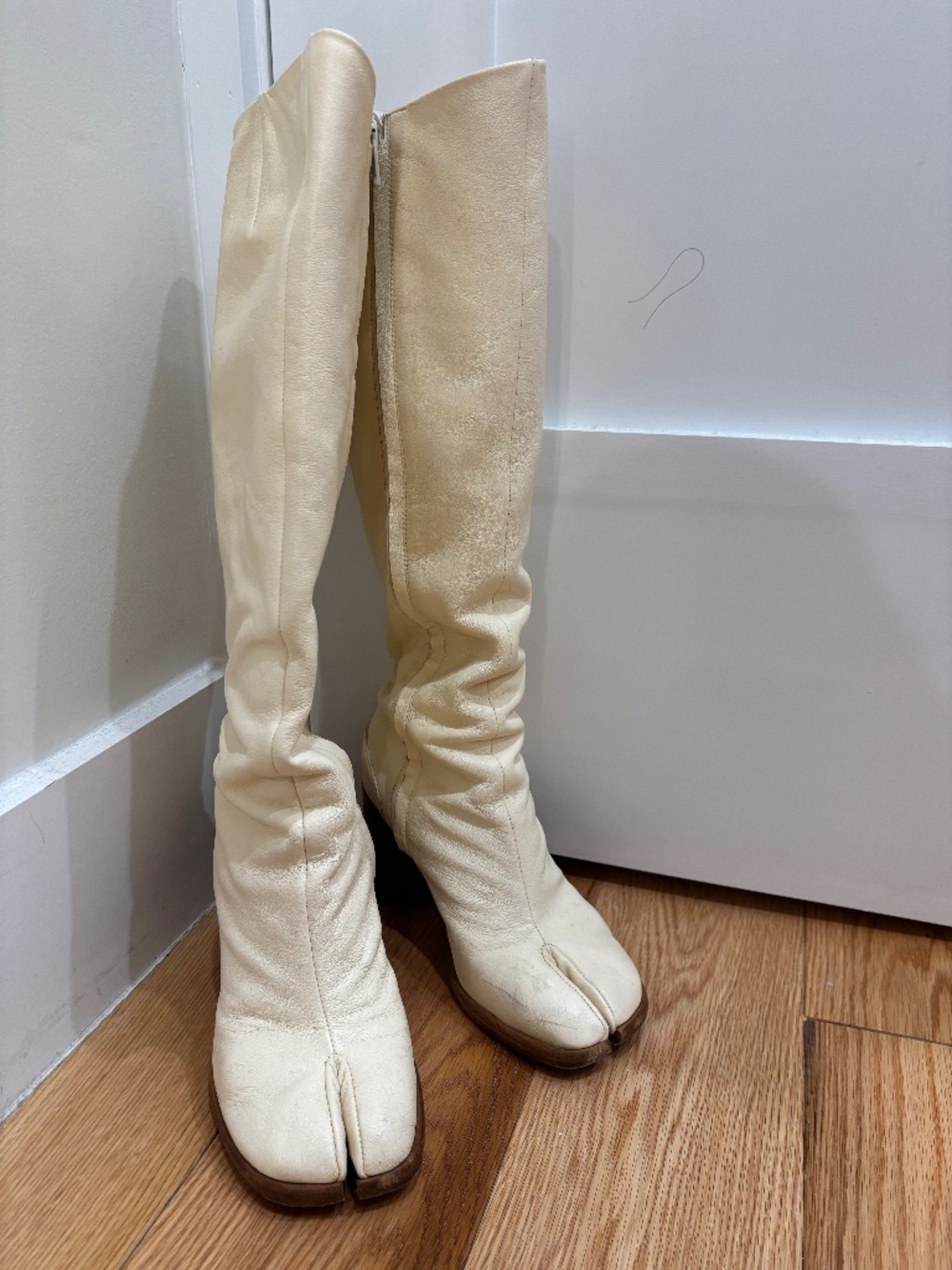 Maison Margiela White Knee-Length Tabi Boots